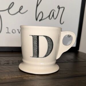 💥ANTHROPOLOGIE Monogrammed Initial White Coffee Tea Mug Cup “D”